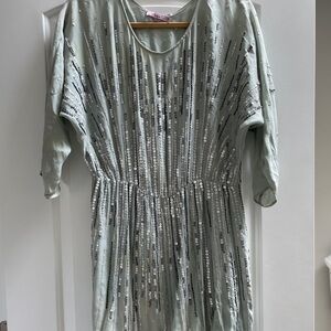Calypso Sequin Embellished Dress in Light Green